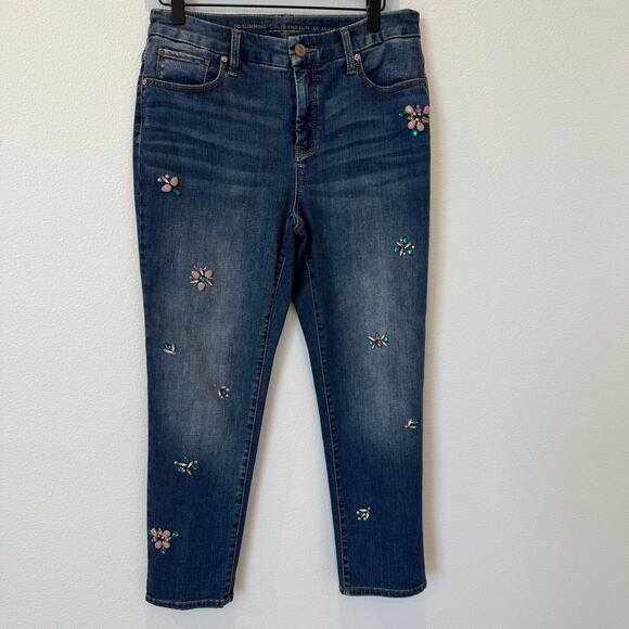 Chico's So Slimming Girlfriend Ankle Jewel Embellished Denim Jeans 6 Petite - Picture 2 of 9